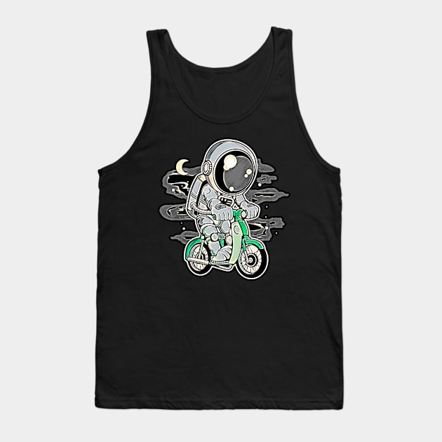 Astronaut Classic Motorbike • Funny And Cool Sci-Fi Cartoon Drawing Design Great For Any Occasion And For Everyone Tank Top by TeesHood